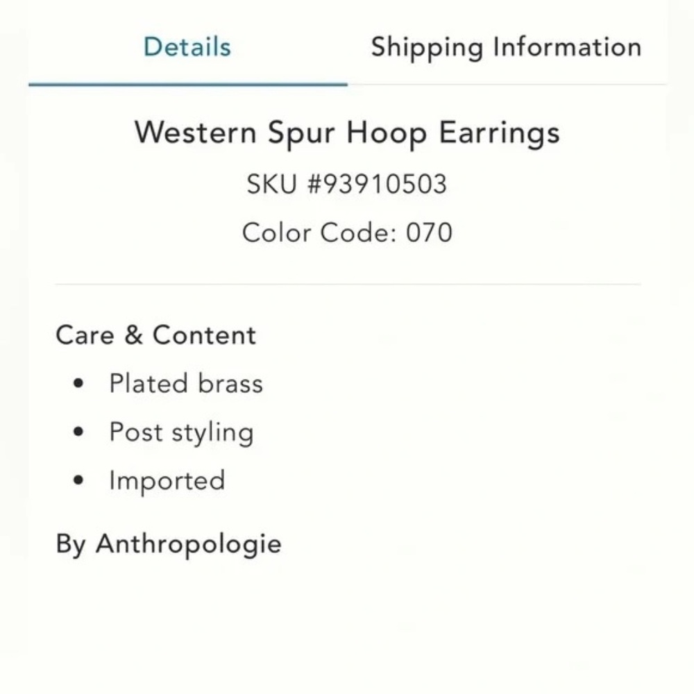 Anthropologie Western Spur Hoop Earrings in Gold - Picture 5 of 6